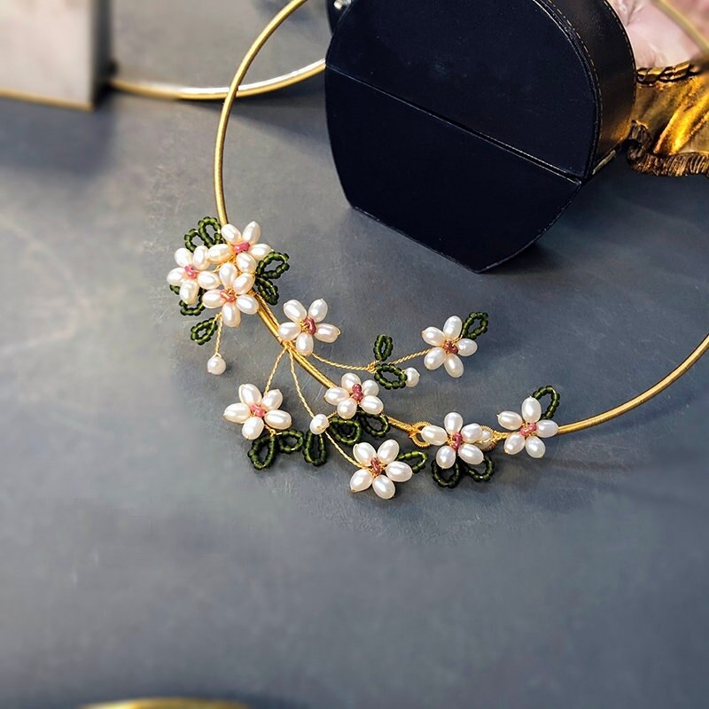 SINZRY personality design handmade real natural pearl flower vintage necklace band original jewelry