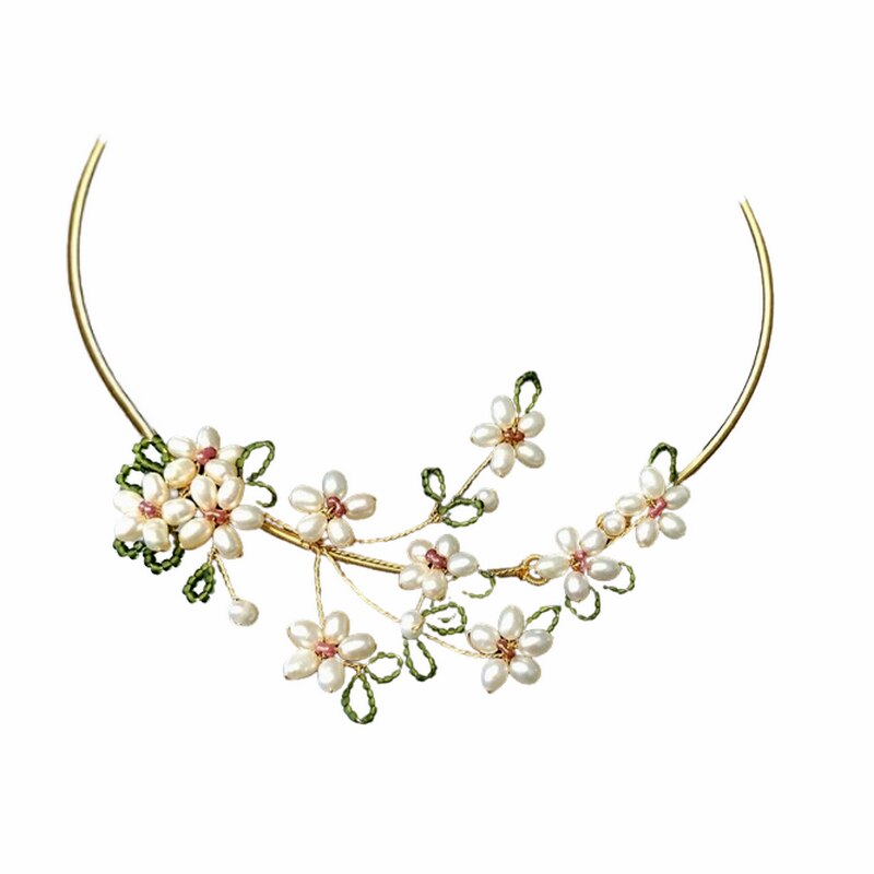 SINZRY personality design handmade real natural pearl flower vintage necklace band original jewelry