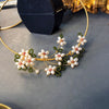 SINZRY personality design handmade real natural pearl flower vintage necklace band original jewelry
