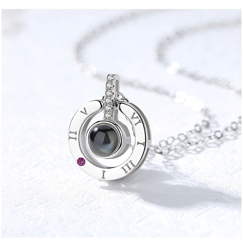 SIPENGJEL Cubic Zirconia I Love You Projection Necklace Romantic Memory Love Heart Necklace For Women Wedding Jewelry