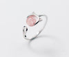 SIZE4.5-SIZE6 100% Authentic REAL.925 Sterling Silver Fine Jewelry Rose Strawberry Quartz Stone Kitten Cat Ring GTLJ1428