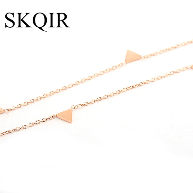 SKQIR Retro Choker Necklace Gold Color Chain Stainless Steel Triangle Link Chain Necklace Femme Gift For Friends