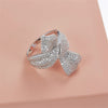 925 Sterling Silver Elegant Cubic Zirconia Bowknot Finger Ring Brand Design Tail Ring Women Ladies Wedding Party Jewelry
