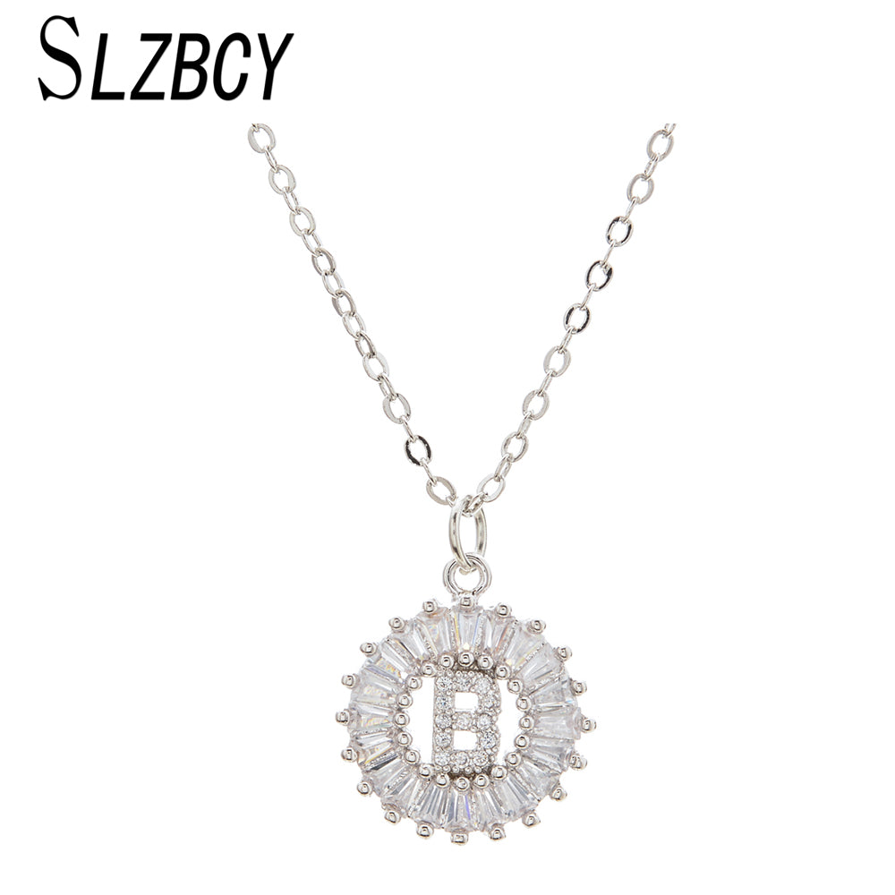 Classic All 26 Letter Alphabet Women Necklaces Pendants Zircon Long Chain Necklace Gold Silver Color Fashion Jewelry Gift
