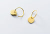 SMALL 1PAIR 8mm Authentic Real 100% 925 Sterling Silver fine Jewelry Golden Round Coin &Circle dangle Earrings GTLE2367