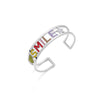 SMILE Letter Stainless steel Bangle Silvery Open Cuff Bracelet Colorful Crystal Star Heart Women's Bangles Simple Trendy Jewelry