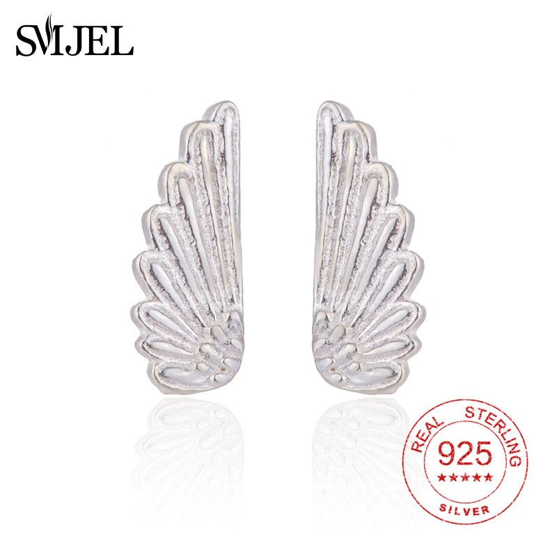 SMJE Real 925 Sterling Silver Angel Wings Earrings Women Doctor Angel Earring Fashion harajuku Jewelry women Accessories