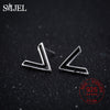 SMJE Solid 925 Sterling Silver Trend Black Earrings Oorbellen Simple Wind Letter V Shape Stud Earrings For Women