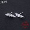 100% 925 Sterling Silver Bohemia Small Tiny Feather Stud Earrings for Women Silver Leaf Earring oorbellen Wedding Gift