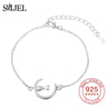 100% 925 Sterling Silver Cute Hanging Cat Bracelets Bangles Women Girl Jewelry Ladies Best Friend Cat Bangles