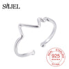 SMJEL 100% 925 Sterling Silver Half Moon Rings For Women Christmas Gift Crescent Deer Horn Ring Lady  Jewelry