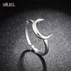 SMJEL 100% 925 Sterling Silver Half Moon Rings For Women Christmas Gift Crescent Deer Horn Ring Lady  Jewelry