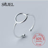 SMJEL 100% 925 Sterling Silver Half Moon Rings For Women Christmas Gift Crescent Deer Horn Ring Lady  Jewelry