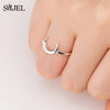 SMJEL 100% 925 Sterling Silver Half Moon Rings For Women Christmas Gift Crescent Deer Horn Ring Lady  Jewelry