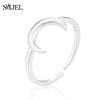 SMJEL 100% 925 Sterling Silver Half Moon Rings For Women Christmas Gift Crescent Deer Horn Ring Lady  Jewelry