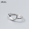 SMJEL 100% 925 Sterling Silver Half Moon Rings For Women Christmas Gift Crescent Deer Horn Ring Lady  Jewelry