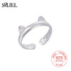100% 925 Sterling Silver Naughty Little Cat Finger Ring for Women Sterling Silver Jewelry Cat Ear Paw Rings Girl Gift