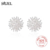 100% 925 Sterling Silver Punk Dandelion Flower Stud Earrings for Women Coral Flower Statement Earing Jewelry Gift