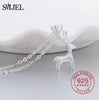 100% 925 Sterling Silver Reindeer Necklaces for Women Cute Deer Necklace Accessories Jewelry Party Deer Christmas Gift