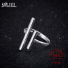 100% 925 Sterling Silver Simple Double Long Bar Rings Women Geometric Antique Ring Adjustable Femme Homme