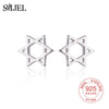 100% 925 Sterling Silver Tiny Magen Star of David Earrings for Women Israel Judaica Hebrew Star Ear Jewelry Birthd Gift