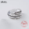 100% 925 Sterling Silver Vintage Feather Opening Full Finger Toe Bague For Women Simple Femme Homme Bijoux Fine Jewelry