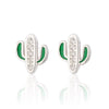 100% 925 Sterling Silver White & Green Cactus Stud Earrings for Women Silver Earring Jewelry Christmas Gift Bijoux