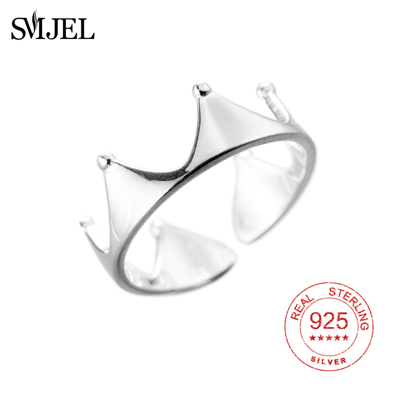 100% 925 Sterling Sliver Imperial Crown Rings for Women Princess King and Queen Crown Ring Jewelry Party Gifts