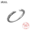 100% 925 Sterling Sliver Vintage Simple Circle Round Rings for Women Men Statement Ring Pattern Engraved Jewelry Gifts