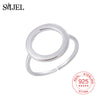 100% 925 Sterling Sliver Women Adjustable Ring Hollow Simple Circle Rings Round Jewelry Silver Wholesale Gifts