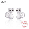 100% S925 Sterling Silver Lovely Cat Stud Earring for Women Wholesale Party Kitty Cat Tail Lover Earrings Gift Brincos
