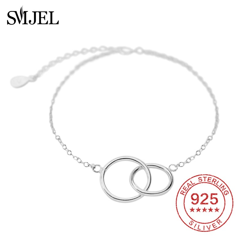 100% Sterling Silver Circle Bracelet for Women Wedding Bracelet Charm Love Jewelry pulseras mujer moda 2020
