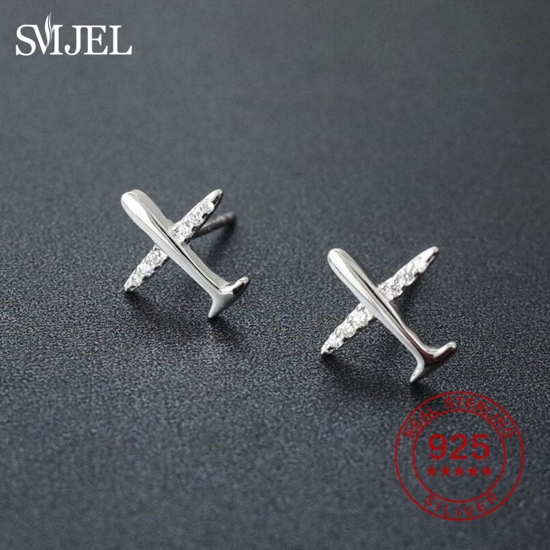 100% Sterling Silver Korean Style Crystal Earrings Female Personality Jewelry Anti-Allergy Square Stud Earring Women