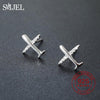 100% Sterling Silver Korean Style Crystal Earrings Female Personality Jewelry Anti-Allergy Square Stud Earring Women
