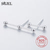 100% Sterling Silver Punk Asymmetric Beads Earrings for Women Long Bar Stud Earrings Ear Jewelry boucle d'oreille