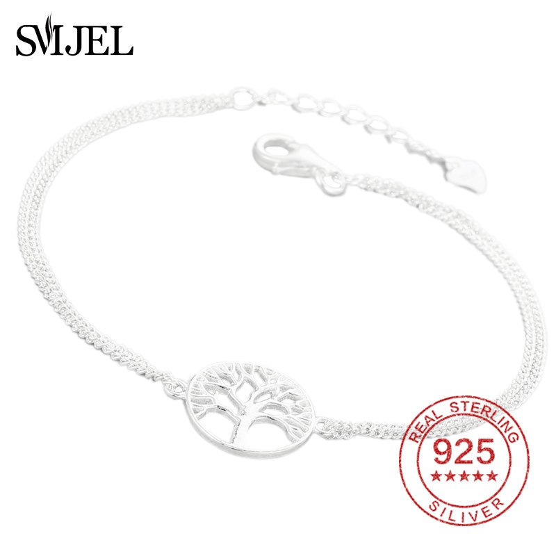 100% Sterling Silver Tree of Life Bracelets for Women Magical Dream Jewelry Tree Silver Bangles Bracelet Pulseria Feminina