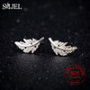 925 Sterling Silver Boho Leaf Stud Earrings for Women Vintage Feather Statement Earrings Stud Jewelry Gift