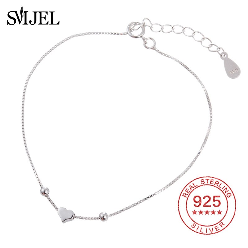 925 Sterling Silver Bracelet Tiny Heat Bracelets Bead Charm Link Chain Bangles &Bracelets Sterling Silver Wedding Jewelry