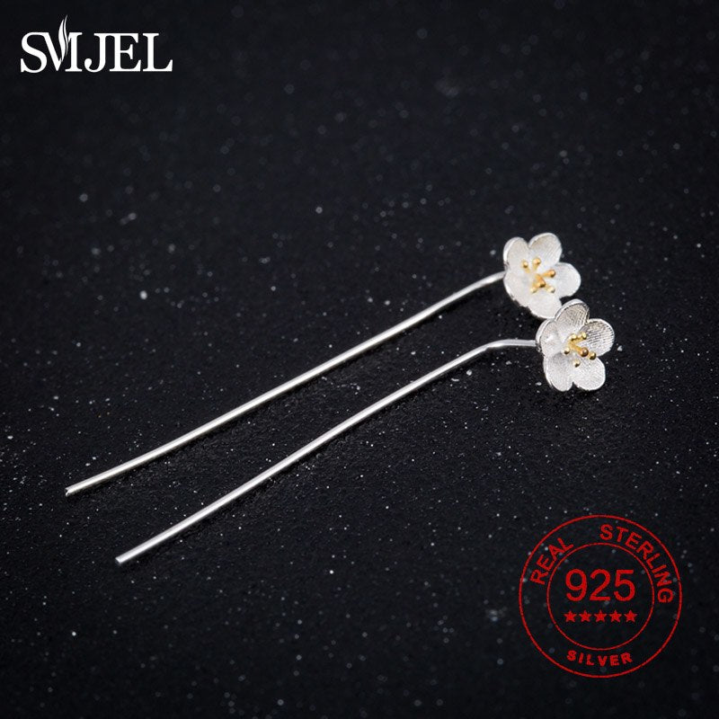 925 Sterling Silver Daisy Flower Stud Earrings For Women Ladies Long Post Flower Earring Girl Birthd Gifts oorbellen Ear