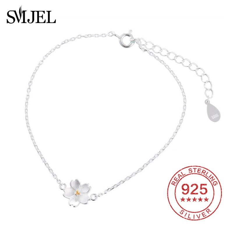 925 Sterling Silver Daisy Flower Women Bracelets Fashion Bracelet Jewelry Mother's D Gift pulseira masculina