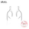 925 Sterling Silver Deer Horn Antler Earings Tiny Elk Animal Stud Earrings for Women Children Christmas Gift Pendients
