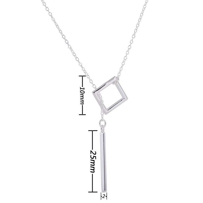 925 Sterling Silver Jewelry Women Necklaces Circle with Bar Chain Necklace for Women Collares Chain necklaces & pendants