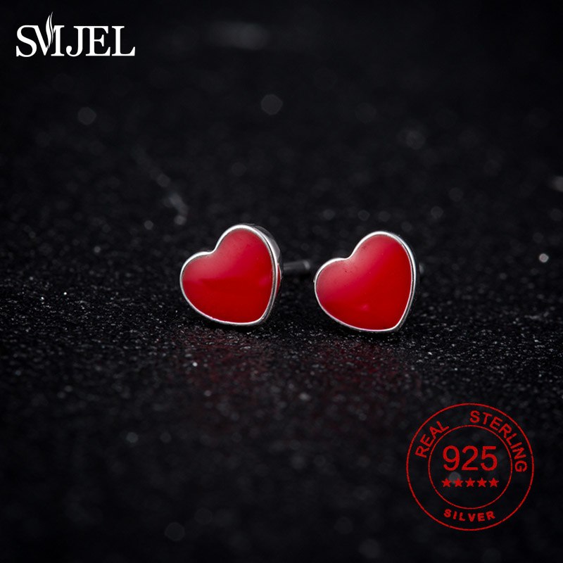 925 Sterling Silver Korean Small Love Heart Stud Earrings For Women Simple Elegant Delicate Heart Pendientes Mujer