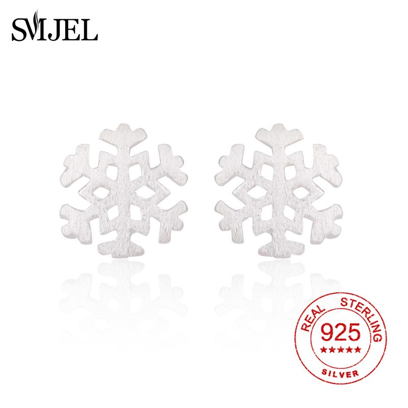 925 Sterling Silver Ladies Exquisite Snowflake Stud Earrings for Women Fine Jewelry Statement Engagement Christmas Gift