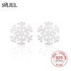 925 Sterling Silver Ladies Exquisite Snowflake Stud Earrings for Women Fine Jewelry Statement Engagement Christmas Gift