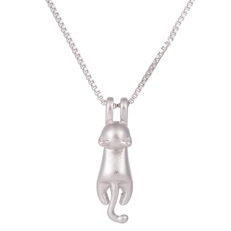 925 Sterling Silver Love Cat Necklace Animal Kitty Cat Pendant Necklaces for Women Cat Lover Jewelry Gifts bijoux