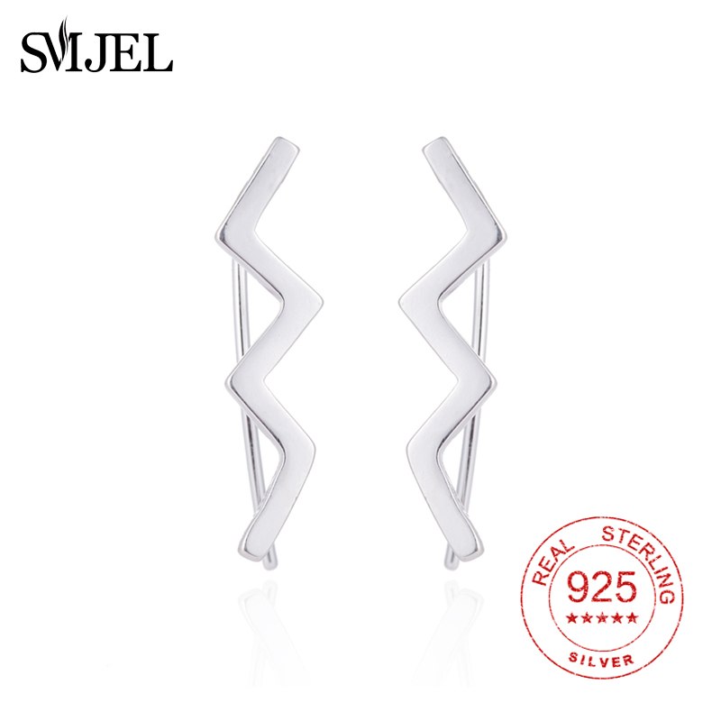 925 Sterling Silver Micro Wave Stud Earrings For Women Ladies Simple Earring Gift Hypoallergenic Sterling-silver-jewelry