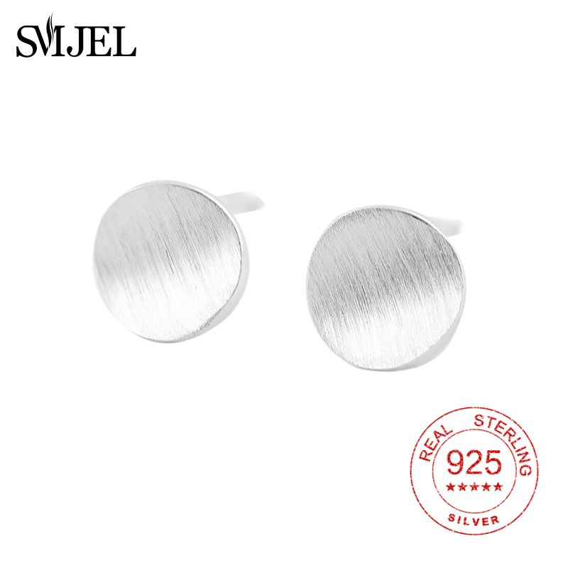 925 Sterling Silver Minimalist Round Circle Earrings Women Wedding Geometric Casual Simple Anti-allergy Ear Jewelry Gift