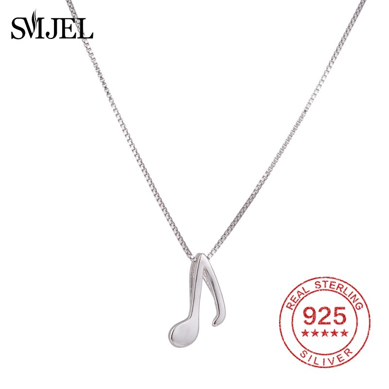 925 Sterling Silver Necklace Simple Music Note Pendants Necklaces For Women Couple Music Necklace Wedding Gift