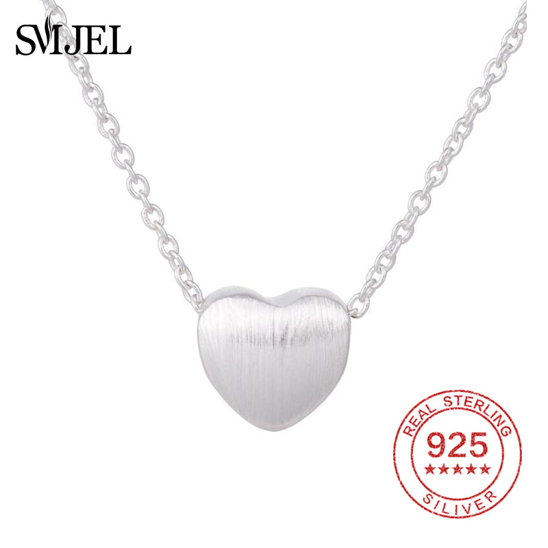925 Sterling Silver Necklace Women's Lovely Heart Pendant Necklace Solid Silver Necklace Girl Fashion Jewellery Gifts